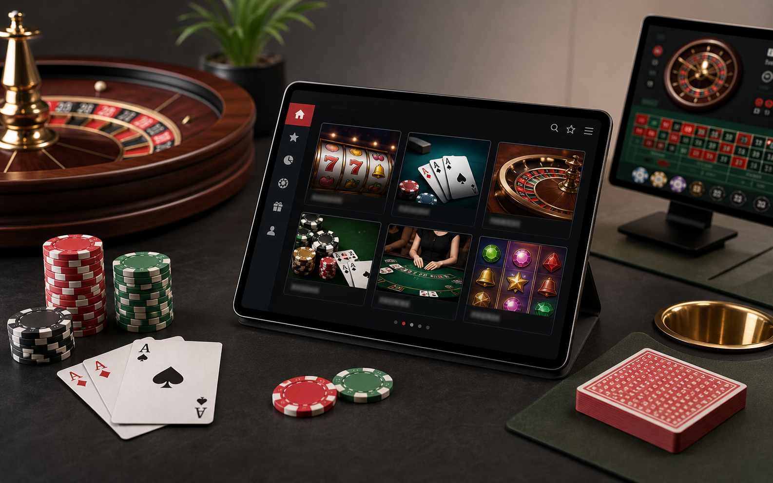 Generic casino lobby with slots and table games