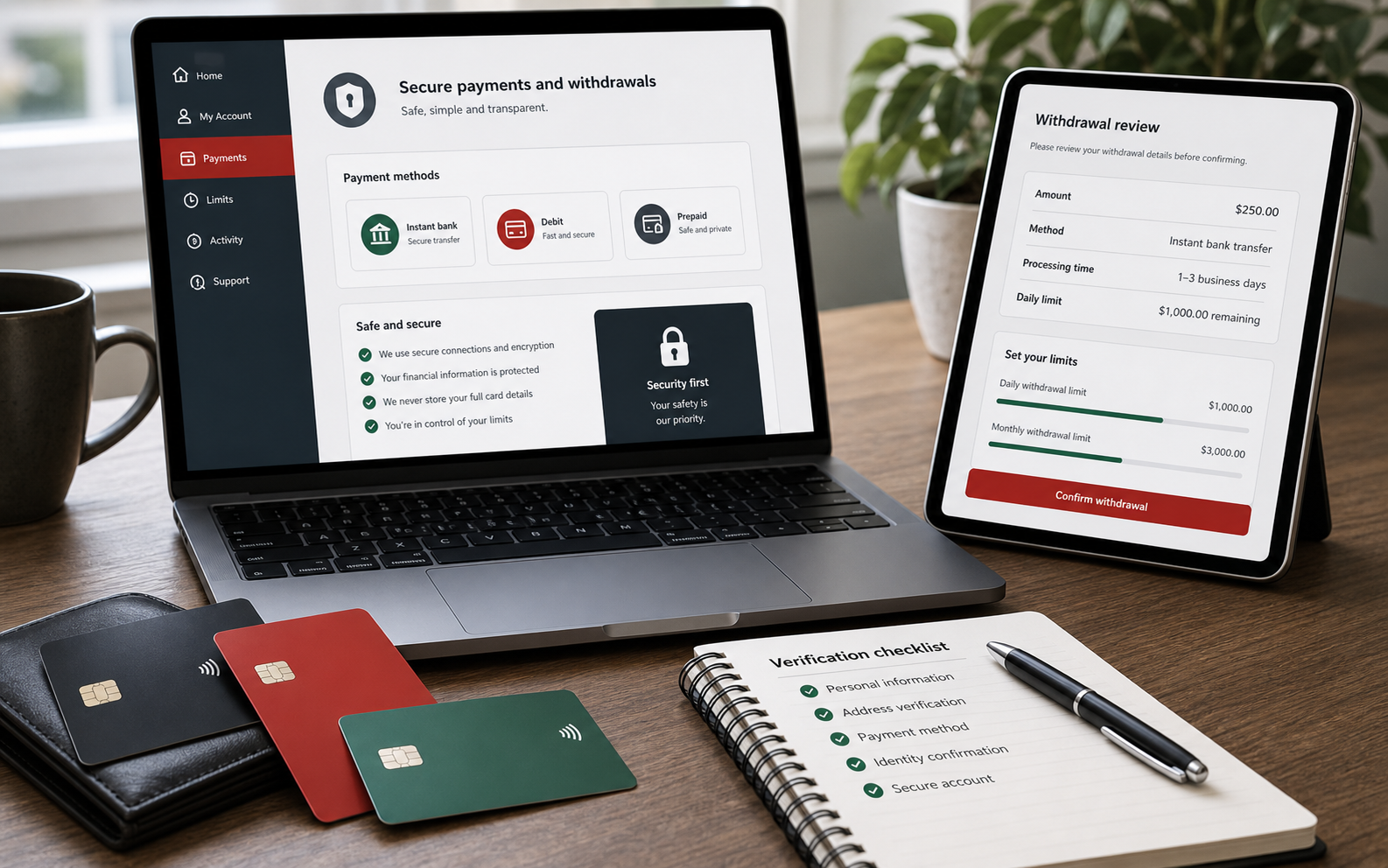 Secure payment and withdrawal review with verification checklist